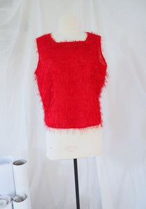 Top rouge à franges CRYSTAL